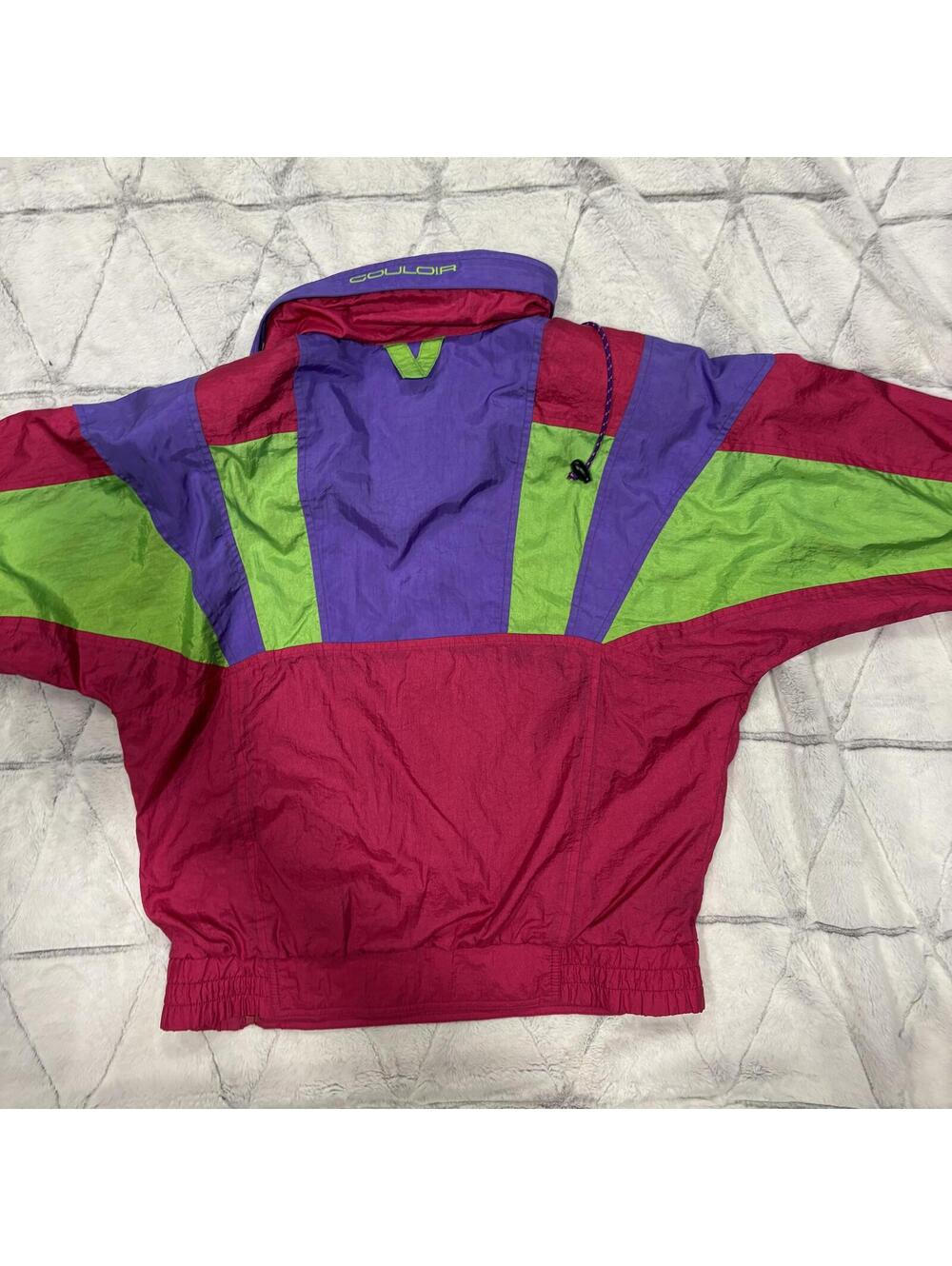 Couloir Retro Vintage Colorful Windbreaker Jacket Womens Large Nylon Vintage 90s - Picture 8 of 9